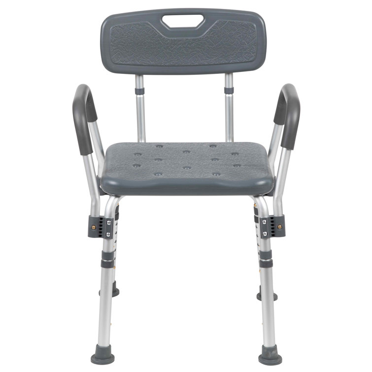 Adjustable Gray Safety Shower Chair with Quick Release Arms