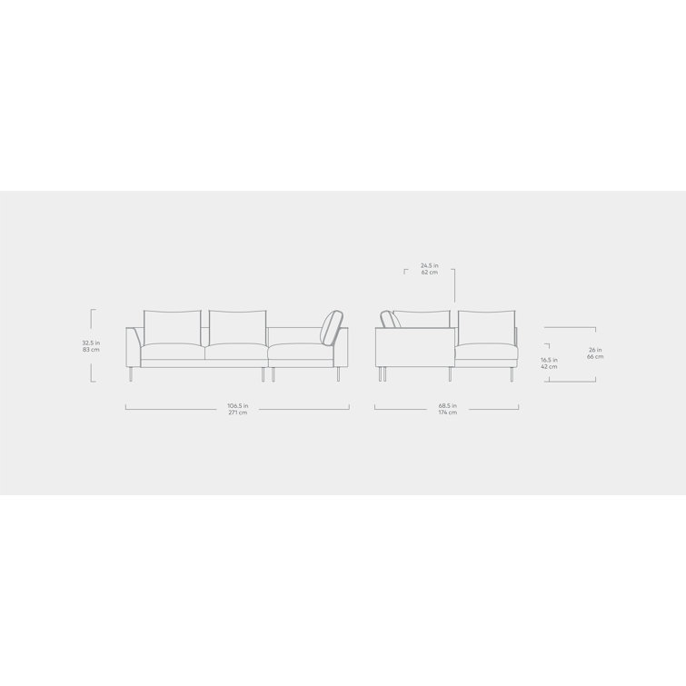 Mersey Skyline Blue Polyester Blend Sectional Sofa