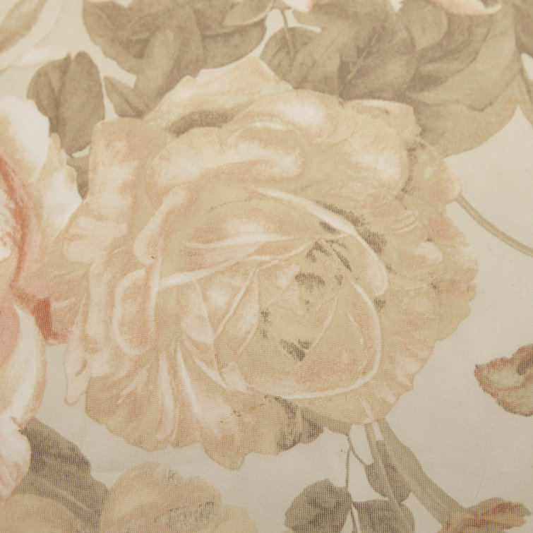 Blush Floral Sheer Curtain Panel with Rod Pocket