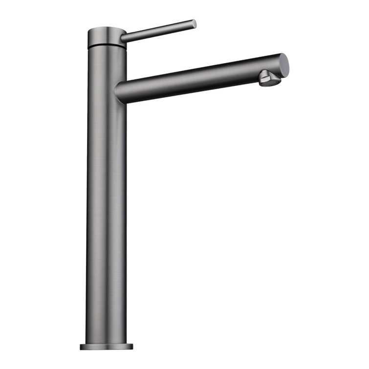 Tall Gun Gray Brass Industrial Bathroom Vessel Sink Faucet