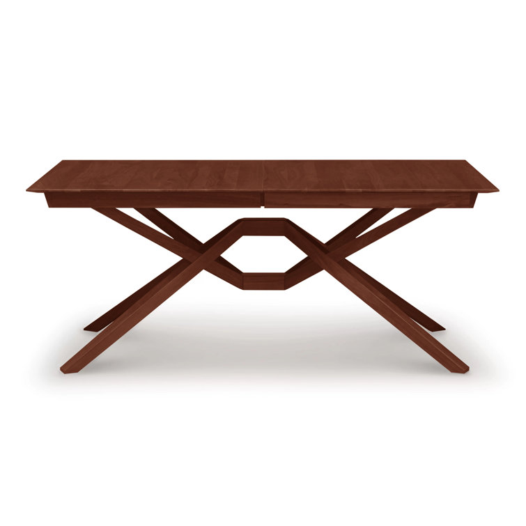 Natural Cherry Solid Wood Extendable Dining Table with Self-Storing Leaves