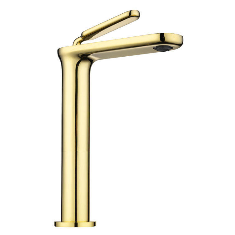 Tall Gold Brass Single Handle Bathroom Faucet
