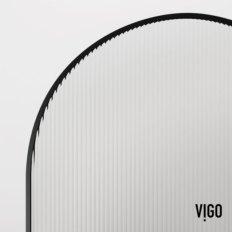 Arden 34" Matte Black Fluted Glass Shower Screen