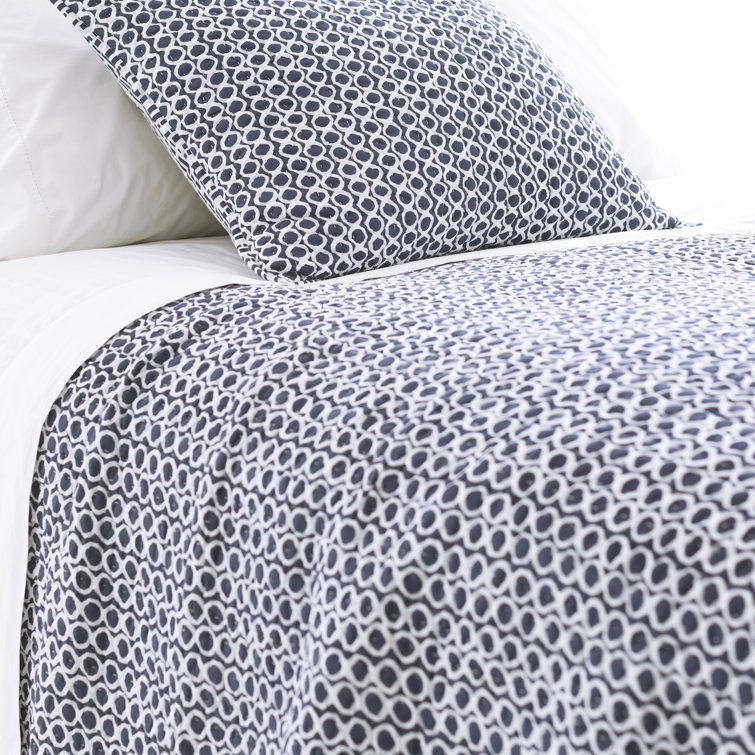 King Size Indigo Reversible Cotton Quilt Set