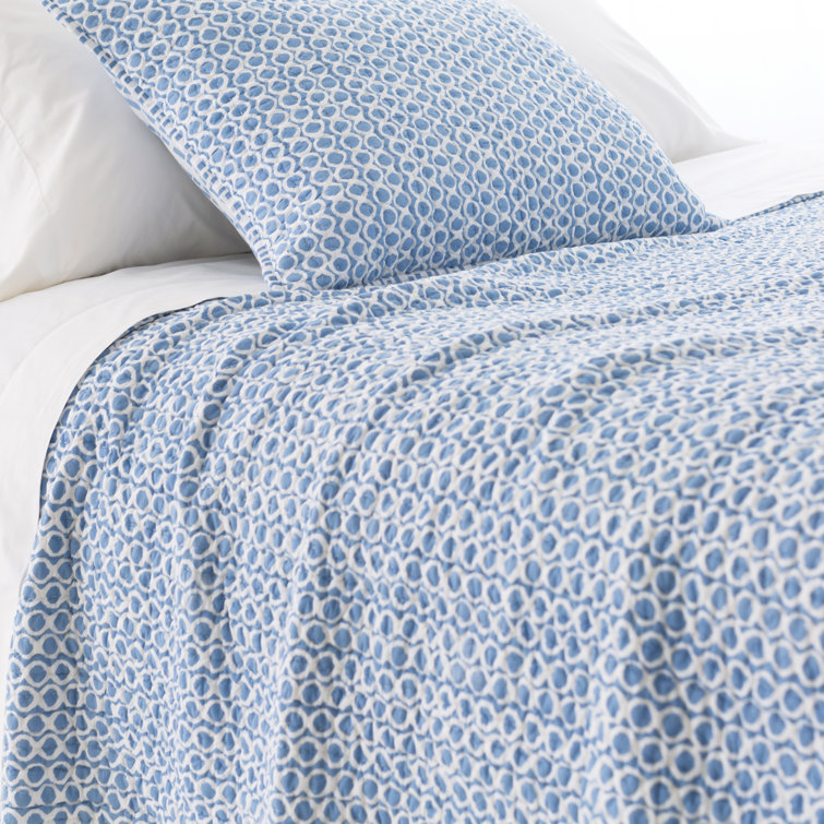 French Blue Twin Reversible Cotton Quilt Set