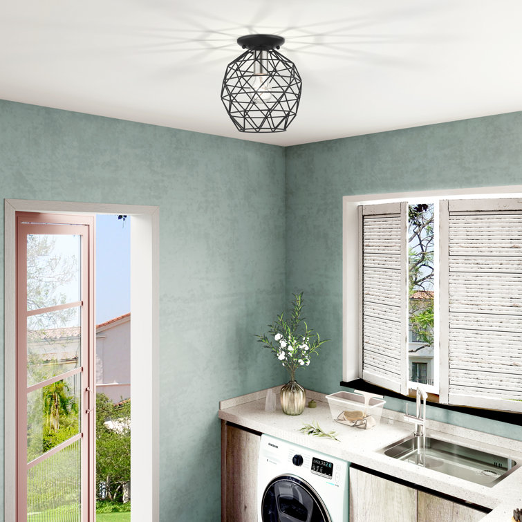 Geometrix Modern Black Nickel LED Flush Mount Light