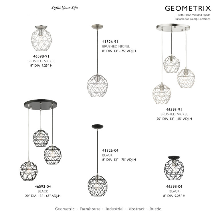 Geometrix Modern Black Nickel LED Flush Mount Light