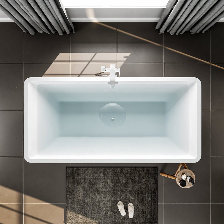 59'' White Acrylic Freestanding Soaking Bathtub
