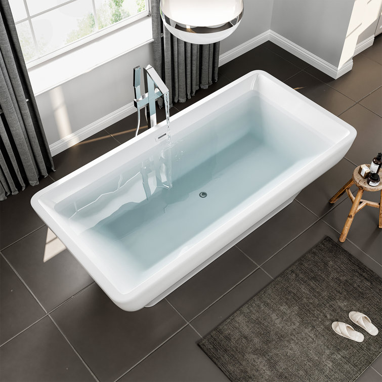 59'' White Acrylic Freestanding Soaking Bathtub