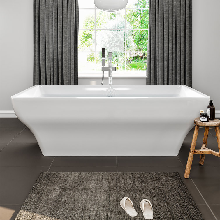 59'' White Acrylic Freestanding Soaking Bathtub