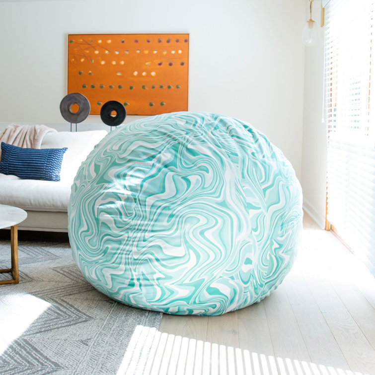 Groovy Green 4-Foot Foam Filled Bean Bag Chair with Removable Cover