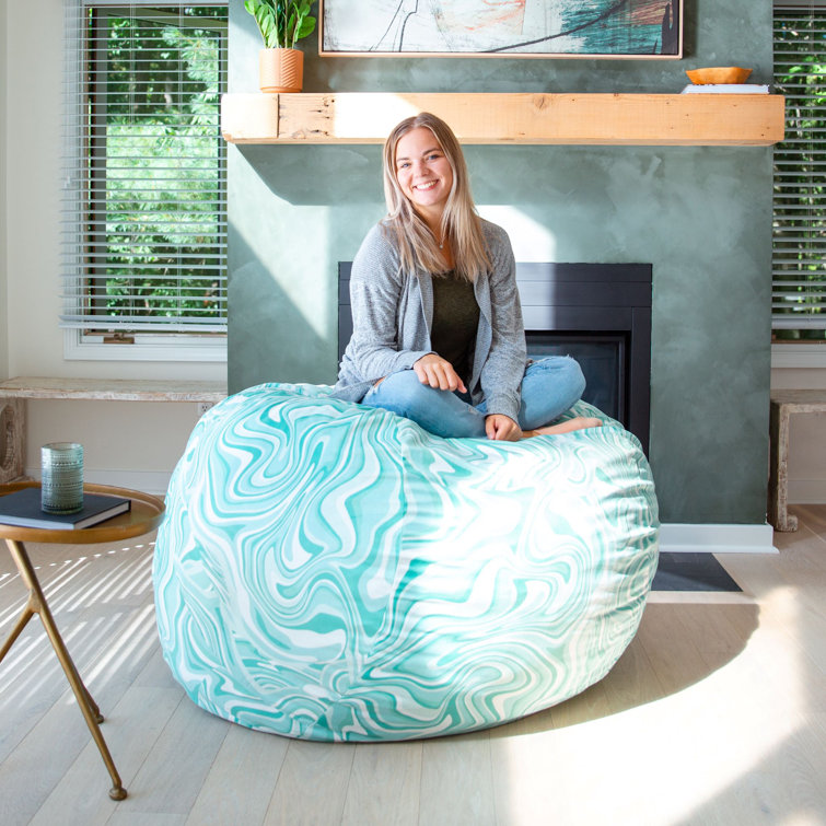 Groovy Green 4-Foot Foam Filled Bean Bag Chair with Removable Cover