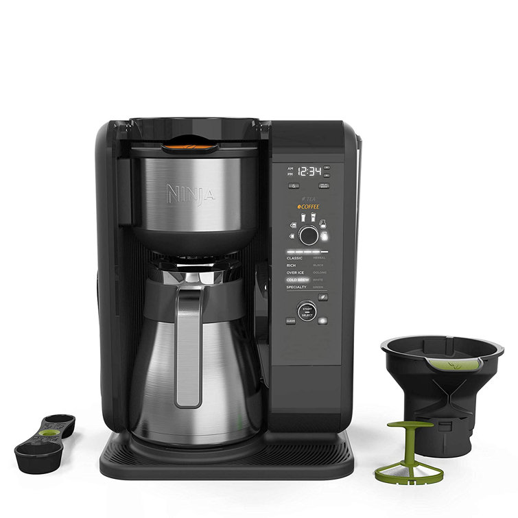 10-Cup Stainless & Black Coffee and Tea Brewing System with Thermal Carafe