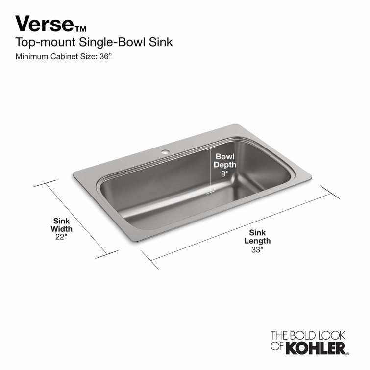 Verse 33'' Stainless Steel Single Bowl Drop-In Kitchen Sink