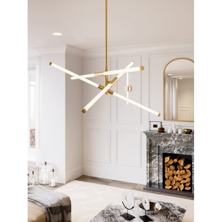 Satin Brass 30'' LED Starburst Pendant Light