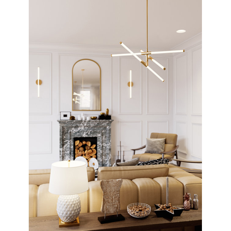 Satin Brass 30'' LED Starburst Pendant Light