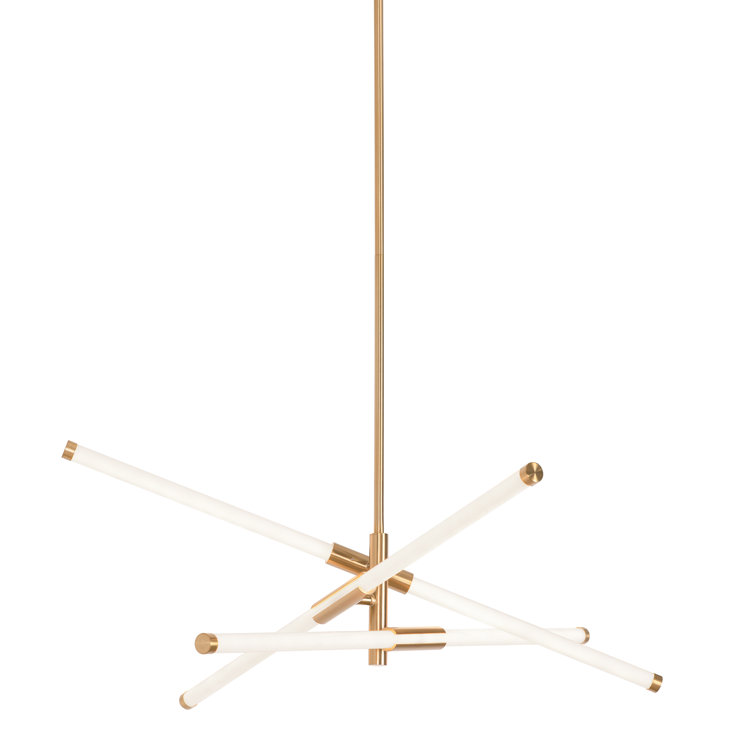 Satin Brass 30'' LED Starburst Pendant Light