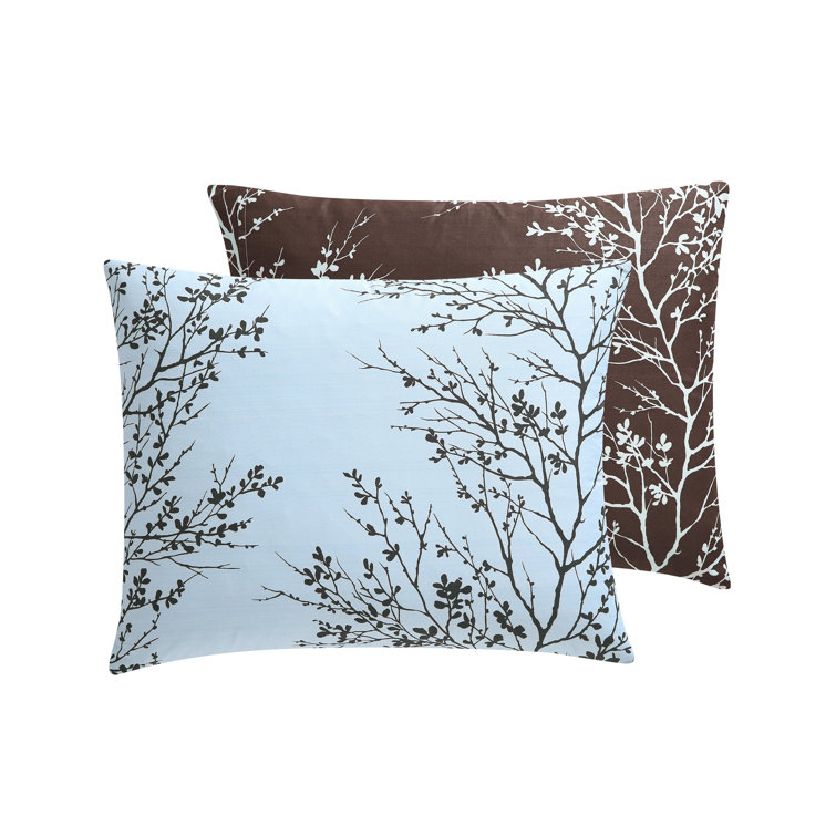 King Blue and Chocolate Floral Microfiber Bed in a Bag Set