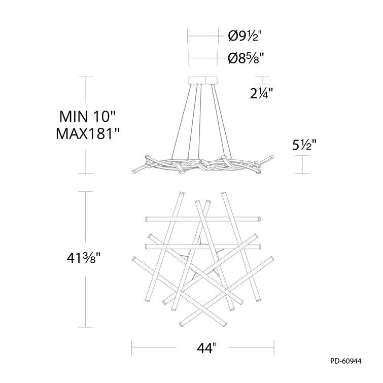 Divergence 9-Light Chrome LED Geometric Chandelier