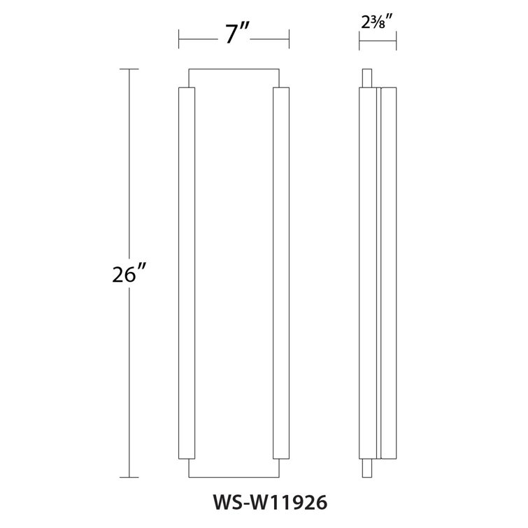 26" Black Dimmable LED Outdoor Wall Sconce
