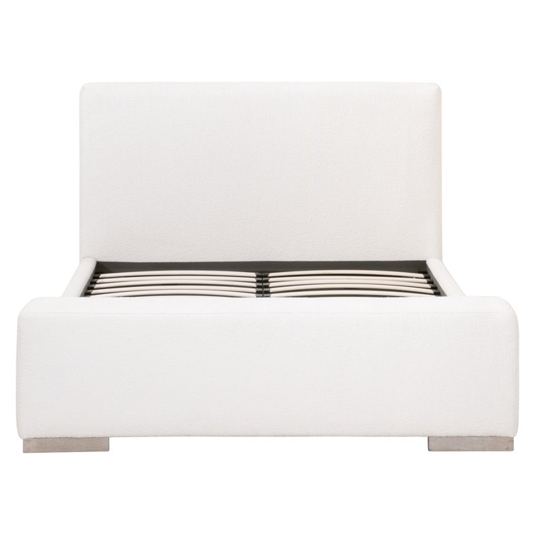 King Size Oak Frame Upholstered Bed in Performance Boucle Snow