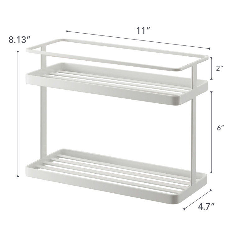 White Powder Coated Wooden Kitchen Countertop Spice Rack