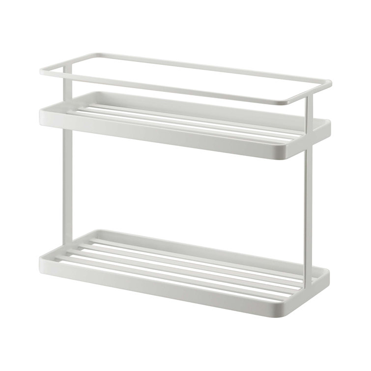White Powder Coated Wooden Kitchen Countertop Spice Rack