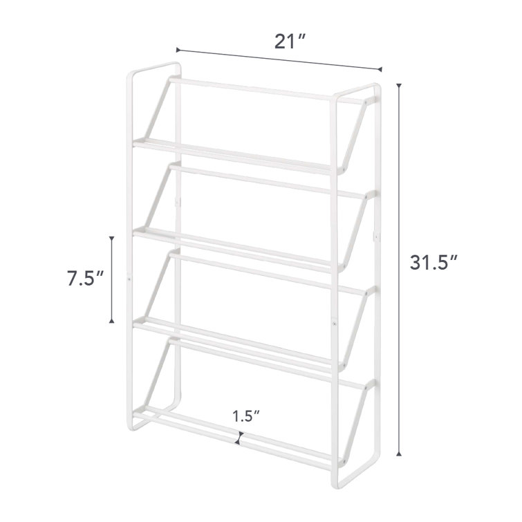White Metal Slim 4-Tier Shoe Rack