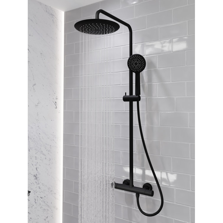 Matte Black Stainless Steel Multi-Head Shower System with Hand Sprayer