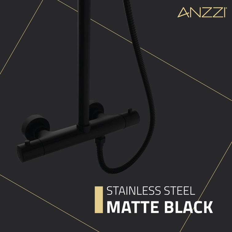 Matte Black Stainless Steel Multi-Head Shower System with Hand Sprayer