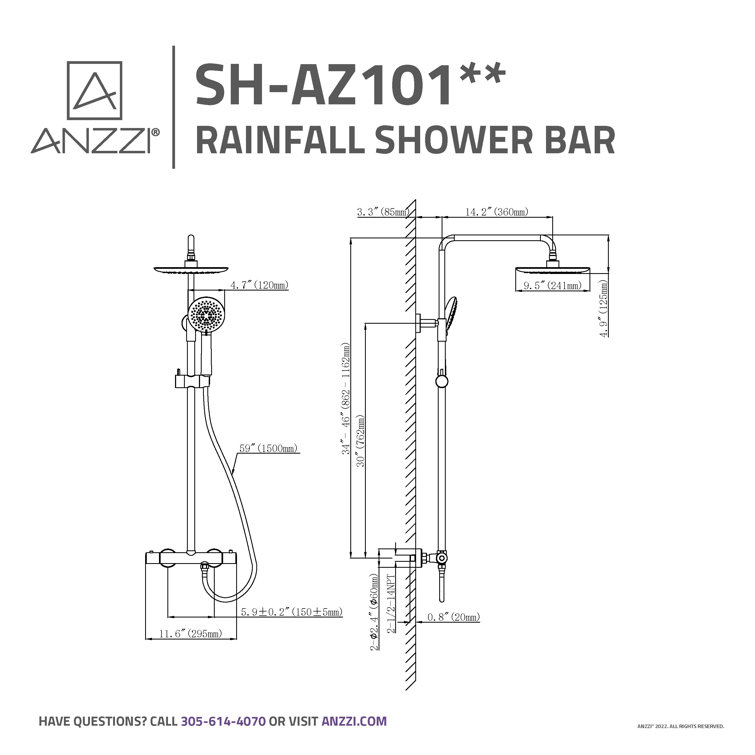 Polished Chrome Adjustable Multi-Head Rainfall Shower System