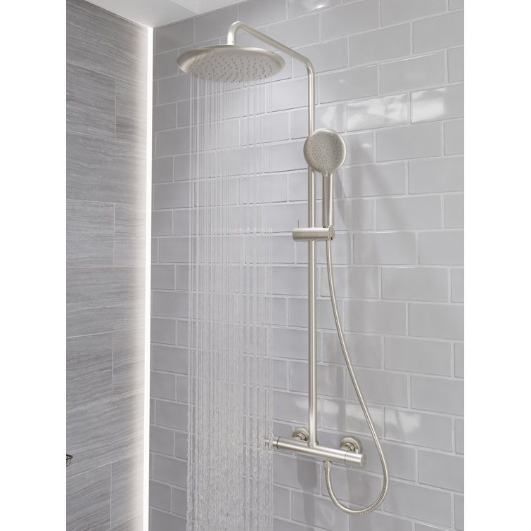 Brushed Nickel Heavy Rainfall Shower Bar with Hand Sprayer