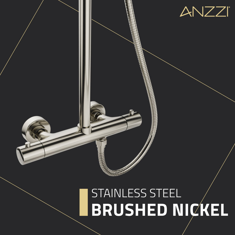 Brushed Nickel Heavy Rainfall Shower Bar with Hand Sprayer