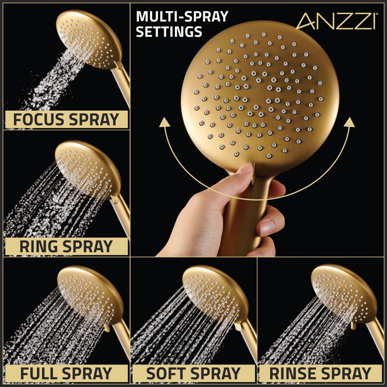 Brushed Gold Heavy Rainfall Stainless Steel Shower System with Hand Sprayer