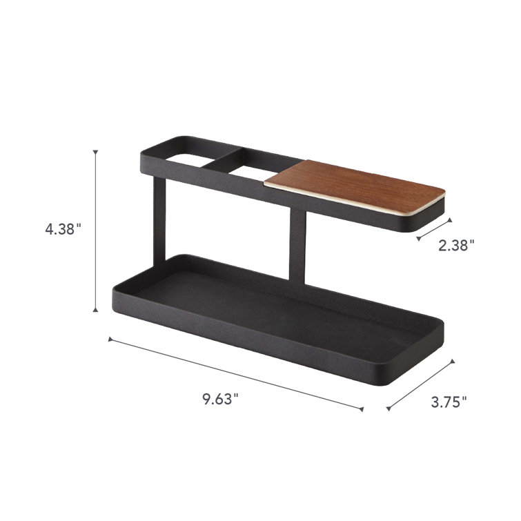 Tower Desk Organizer in Black Steel with Walnut Accent