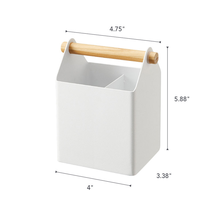 White Light Wood Scandinavian Pen Organizer with Wooden Accents