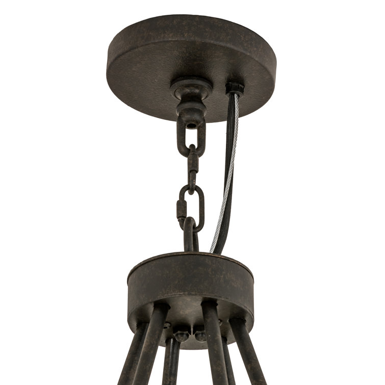 Chestnut 18-Light Wagon Wheel Chandelier with Frosted Glass