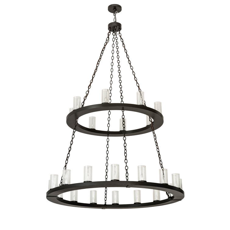 Timeless Bronze 24-Light Wagon Wheel Chandelier with Clear Glass