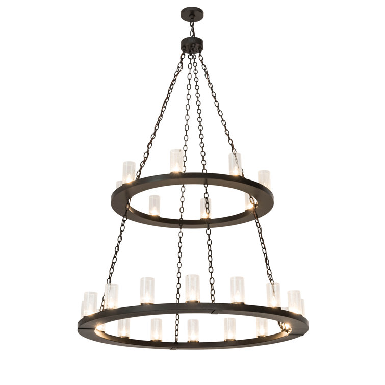 Timeless Bronze 24-Light Wagon Wheel Chandelier with Clear Glass