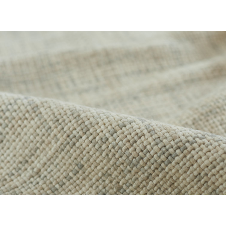 Light Grey Abstract Flat Woven Wool Area Rug