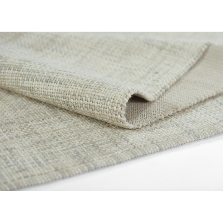 Light Grey Abstract Flat Woven Wool Area Rug