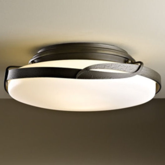 Dark Smoke Opal Glass 2-Light Drum Flush Mount