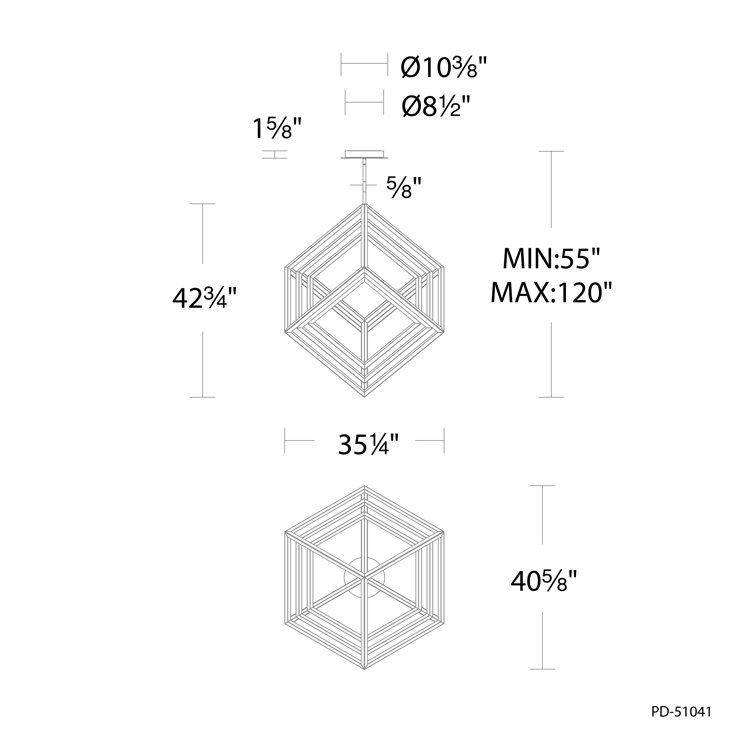 Atlas Black Square Shape LED Pendant Light, Energy Star Certified