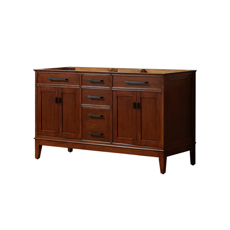Elegant 60" Tobacco Solid Wood Double Vanity Base Only
