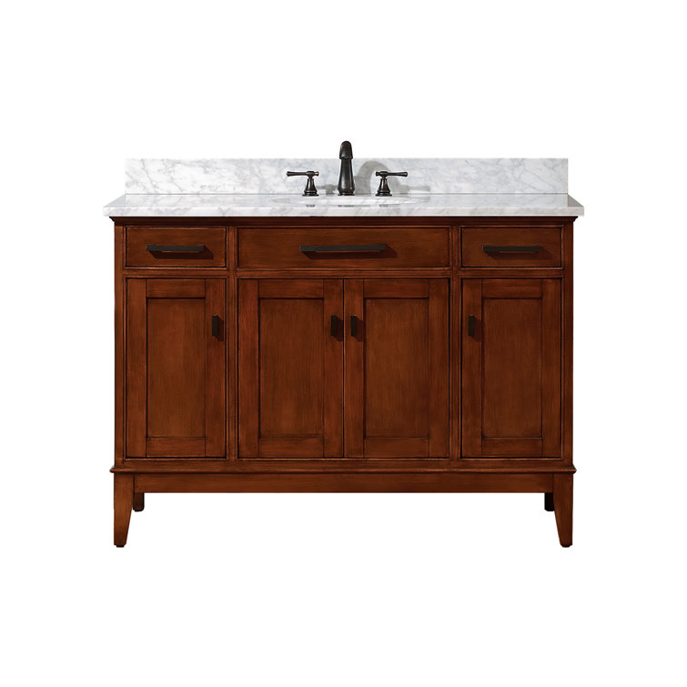 Madison Light Wood 48" Traditional Marble Top Vanity with Undermount Sink