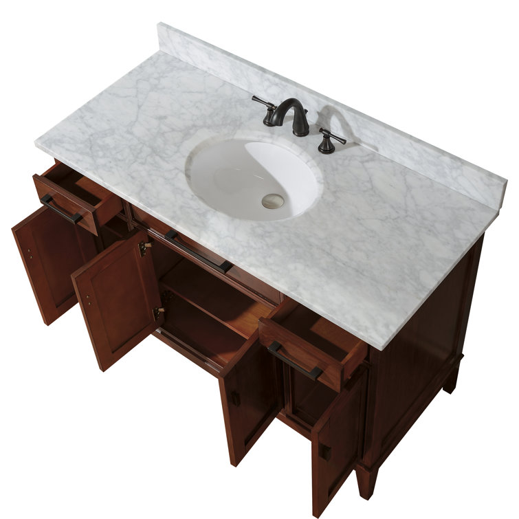 Madison Light Wood 48" Traditional Marble Top Vanity with Undermount Sink