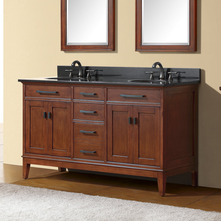 Madison 60" Tobacco Double Vanity with Carrera Marble Top