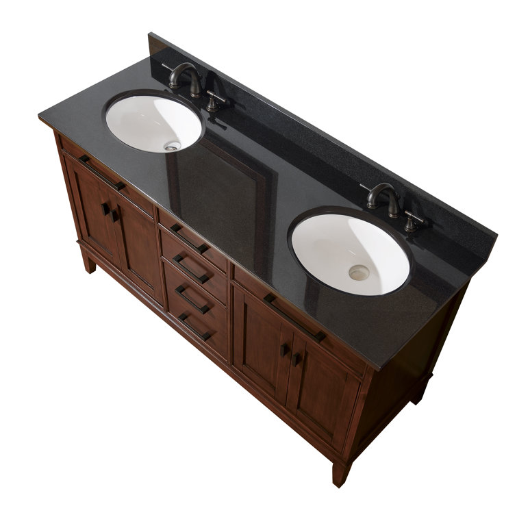 Madison 60" Tobacco Double Vanity with Carrera Marble Top