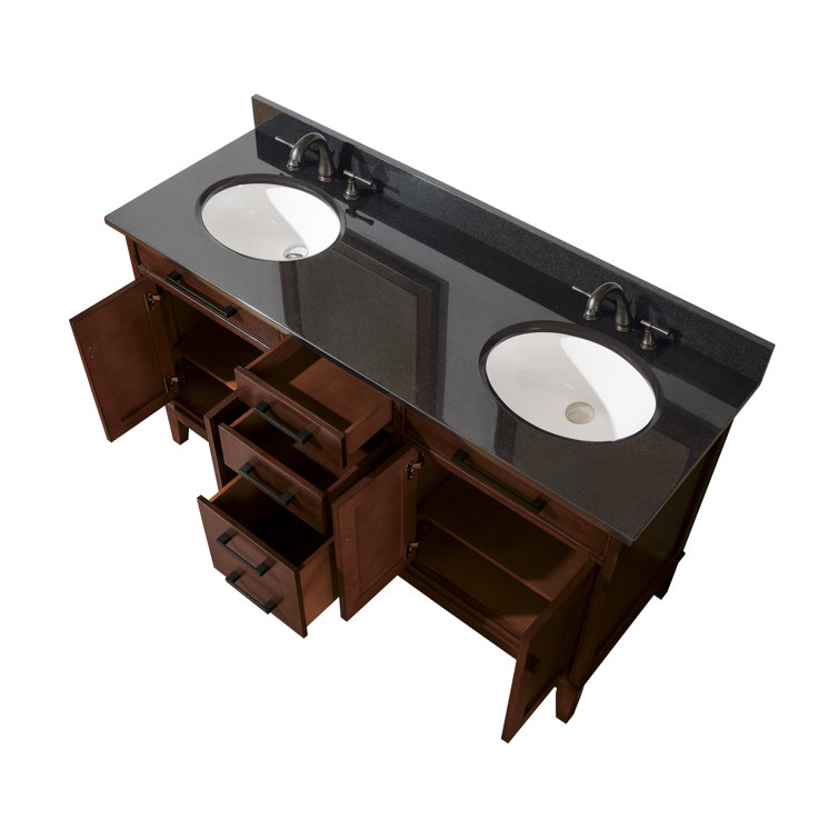 Madison 60" Tobacco Double Vanity with Carrera Marble Top