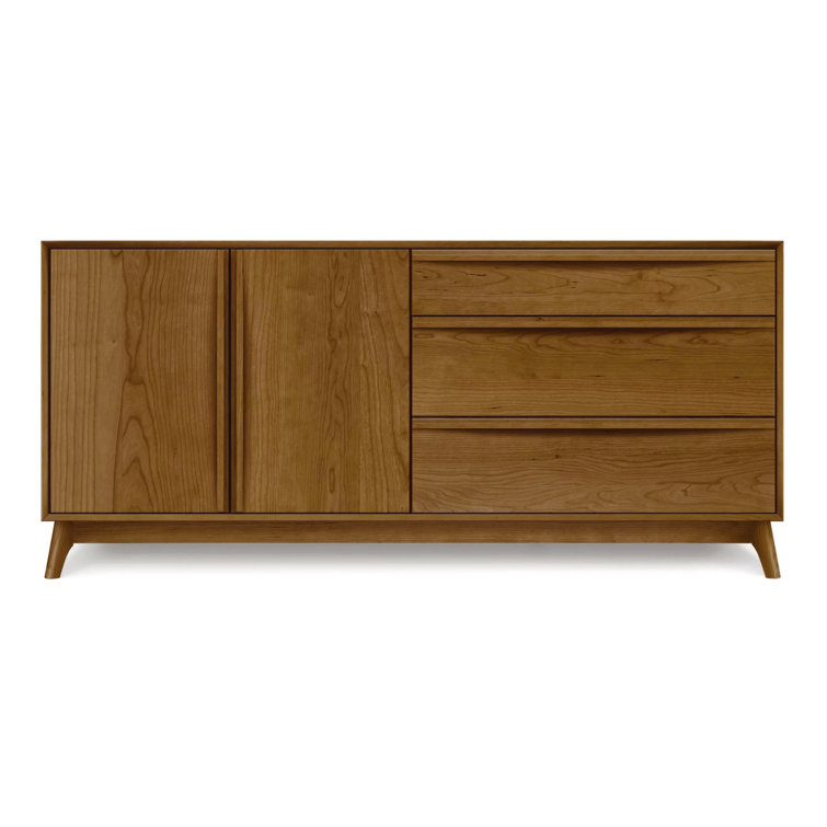 Catalina 66'' Natural Cherry Walnut Sideboard with Drawers and Cabinets